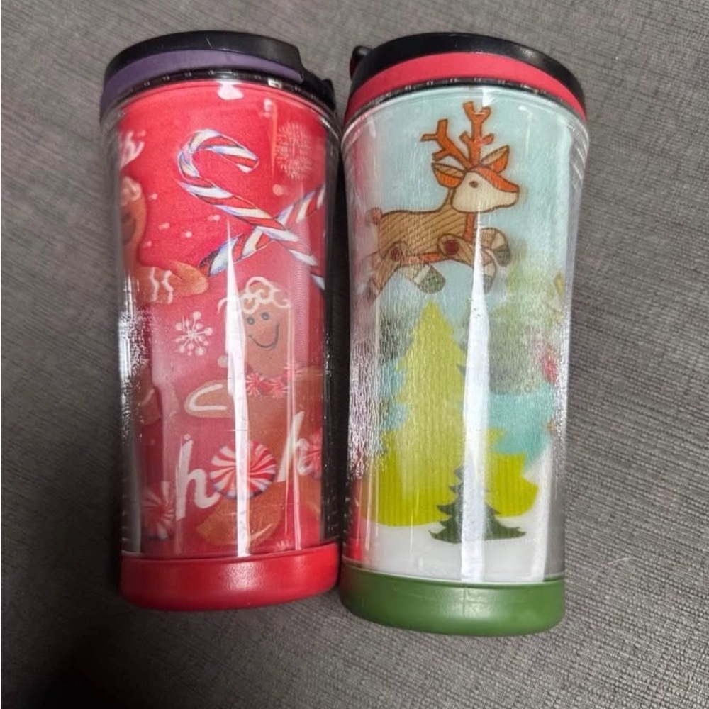 Starbucks Holiday Tumblers - Red and Green set of two collector 2007